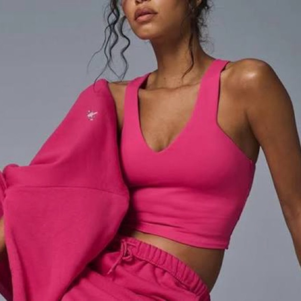 NWOT Alo Yoga Airbrush Real Bra Tank pink summer crush color